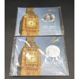 Royal Mint - 2 Big Ben Heartbeat of the Nation 2015 UK £100 fine silver coins, both in original