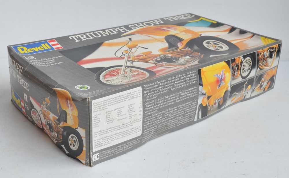 Factory sealed 1/8 scale Revell 7953 Triumph Show Trike plastic model kit, boxed a little crushed - Image 3 of 3