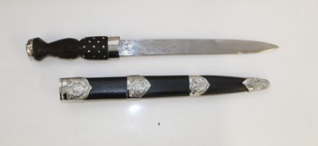 Reproduction C19th Scottish Dirk. With crown to pommel and floral etching to blade. Complete with