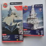 Two 1/350 scale modern British warship model kits from Airfix to include A50059 HMS Illustrious (