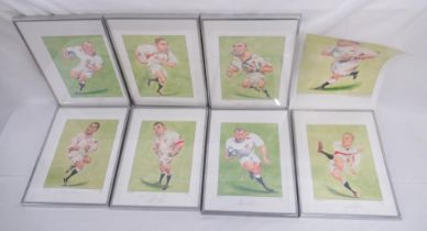 8 John Ireland Rugby signed and Limited Edition prints of Mike Tindall, Ben Cohen, Lawrence