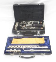 Cased Boosey & Hawkes Series 2-20 clarinet and a cased Blessing Elkhart flue (2)