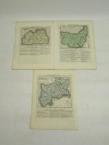 Three C18th unframed Kitchin & Jefferys 'Small English Atlas' maps of Suffolk, Middlesex and