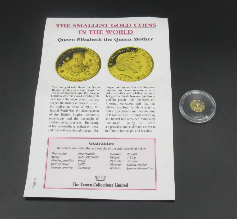 The Crown Collections Ltd Queen Elizabeth The Queen Mother £5 Bailiwick of Guernsey 1998 gold