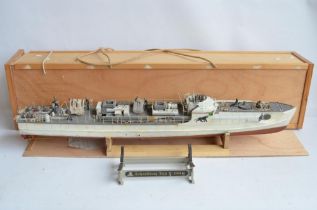 Radio controlled 1/35 scale German Navy Schnellboot model as converted from the plastic kit by