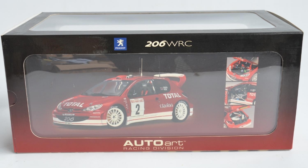 Autoart 1/18 scale highly detailed Peugeot 206WRC, Burns and Reid Rallye Monte Carlo 2003, model - Image 4 of 9
