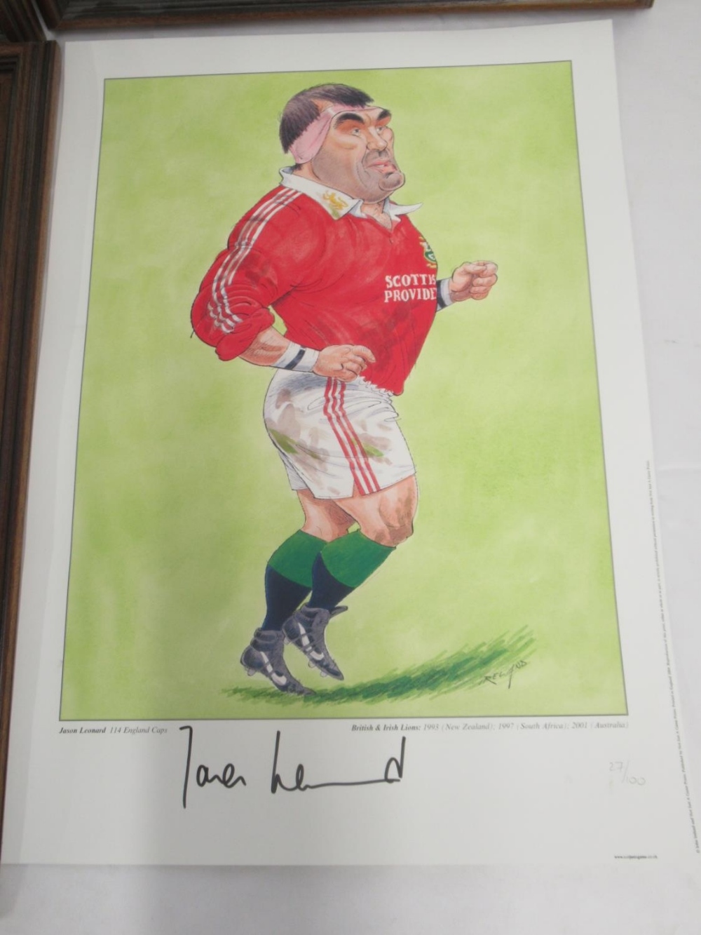 4 John Ireland signed Rugby prints of JPR Williams, Willie John McBride, Rory Underwood and Jason - Image 5 of 5