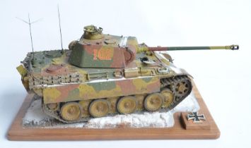 Competently built 1/16 scale Trumpeter WWII German Army Panther plastic tank model with detailed