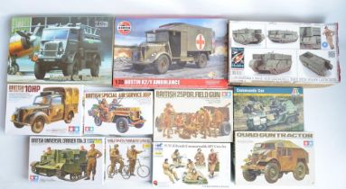Eleven unstarted 1/35 scale WWII British armour plastic model kits/sets from Tamiya, Ding-Hao,