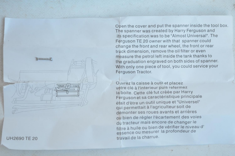 Universal Hobbies 1/16th scale highly detailed diecast Massey Ferguson TE20 'The Little Grey' - Image 8 of 9