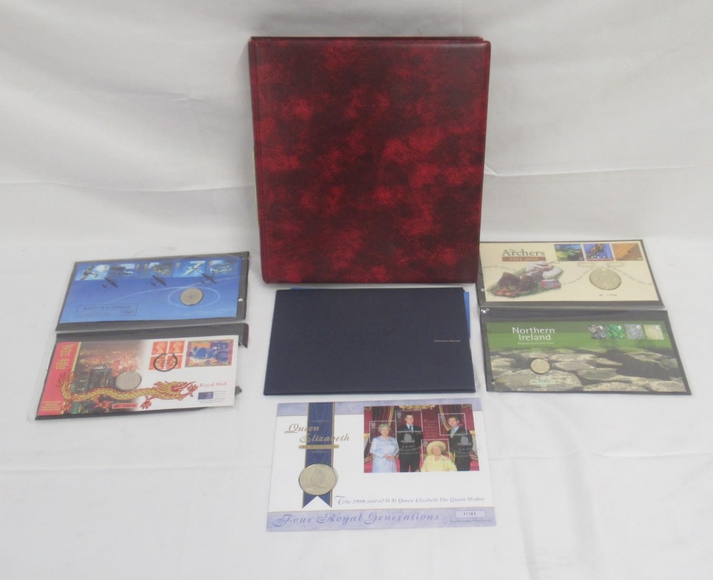 Assorted collection of Coin covers in folder and loose to inc. The 100th Year of HM Queen