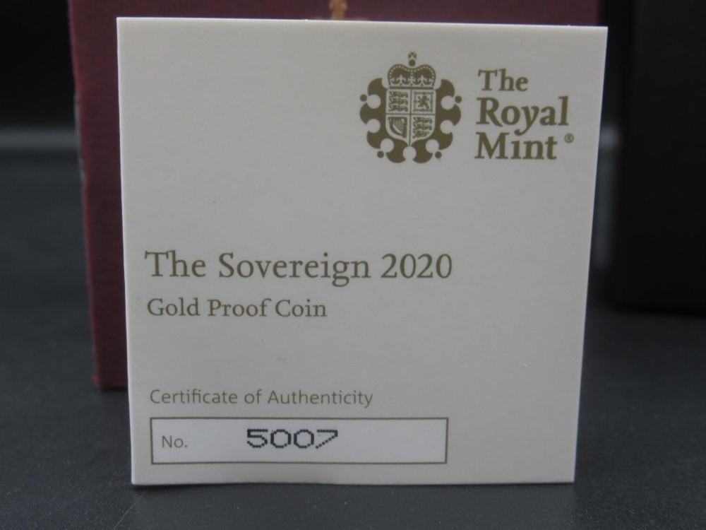 The Royal Mint - The Sovereign 2020 gold proof coin, Limited Edition no.5007/7995, with original box - Image 3 of 4