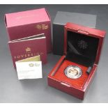 The Royal Mint - The Sovereign 2020 gold proof coin, Limited Edition no.5007/7995, with original box