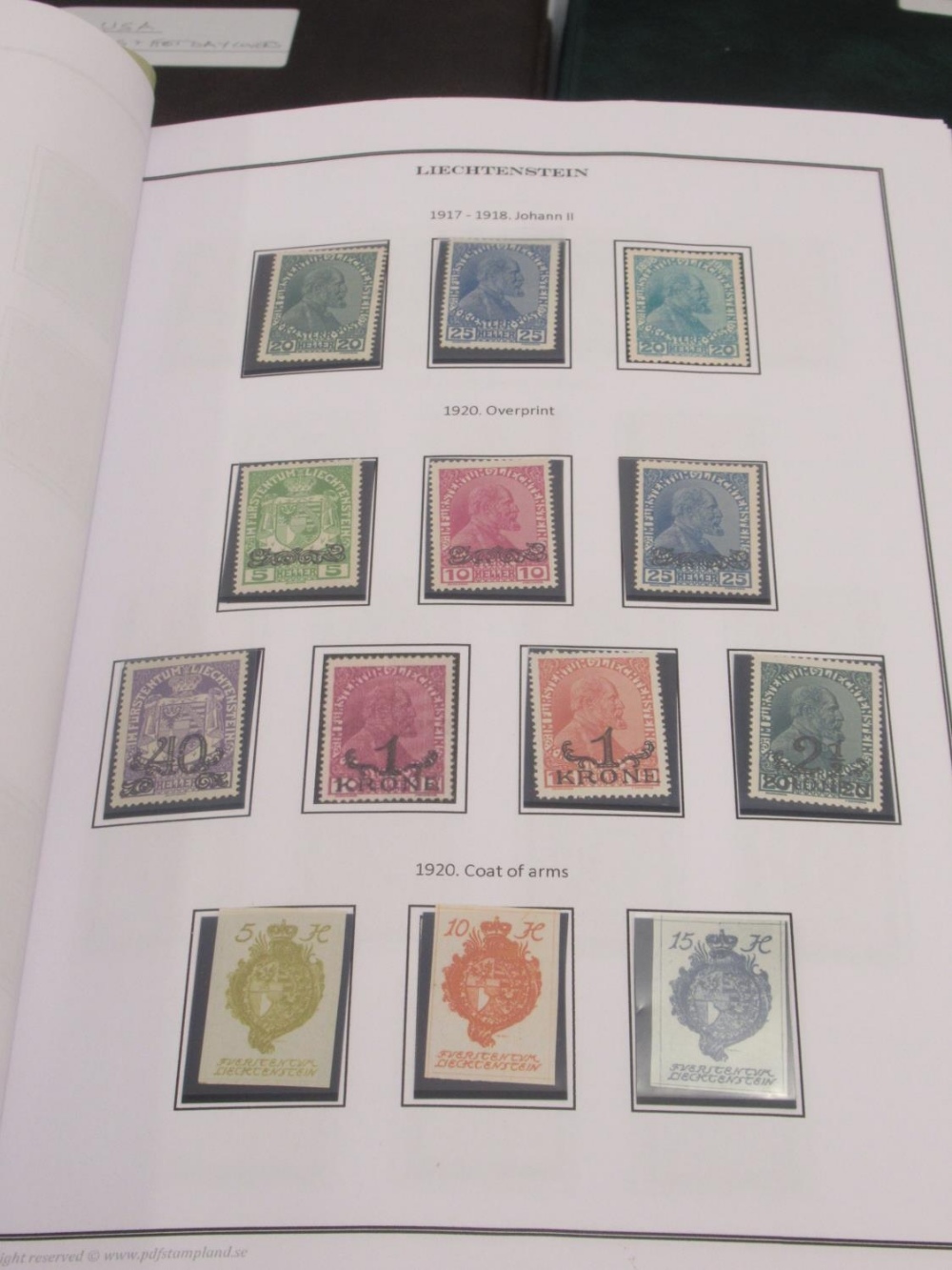 Davo Liechtenstein stamp album, 2 stamp albums cont. various world stamps, Davo USA stamp album - Image 3 of 17