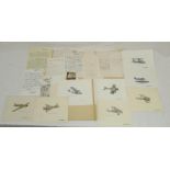 Of flown cover and RAF interest -rough sketches and prints by Tony Theobald, British artist who