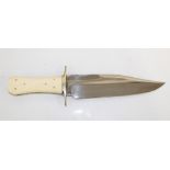 WITHDRAWN - Hand Forged display Bowie knife with polished steel blade, nickel cross-guard, and 'cof