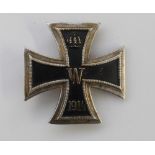 WWI Iron Cross, 1st Class. With original pin. Showing slight wear to numbers, 'W' and crown, but
