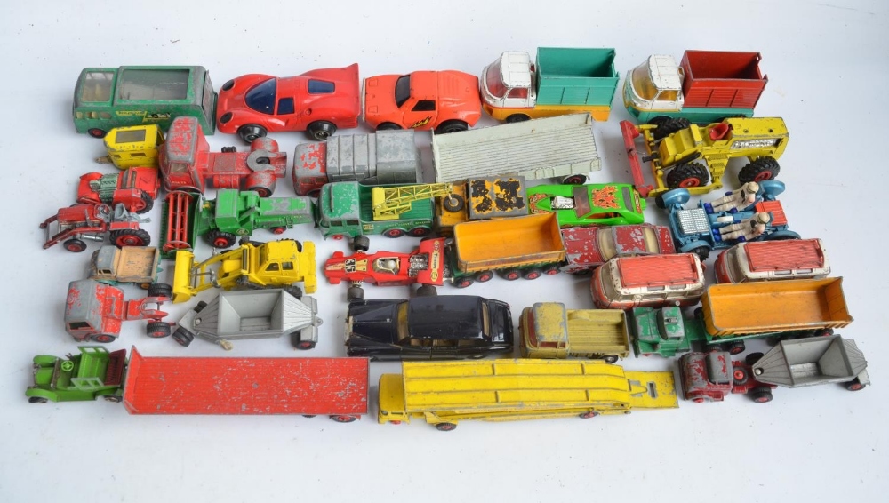 Suitcase containing a large number of mostly vintage diecast model vehicles to include Lesney,