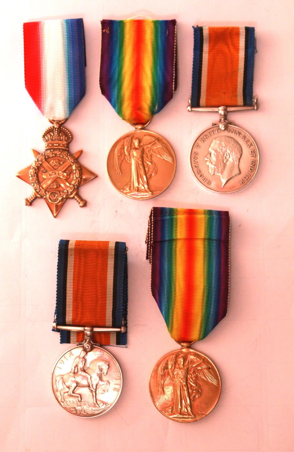 1914 Star, Victory Medal, 1914-18 War Medal. To 2358 Pte G.E. Austin. Liverpool Regiment. Victory