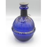 Victorian Hardens 'Star Hand Grenade' fire extinguisher, blue glass, with liquid contents, H17cm
