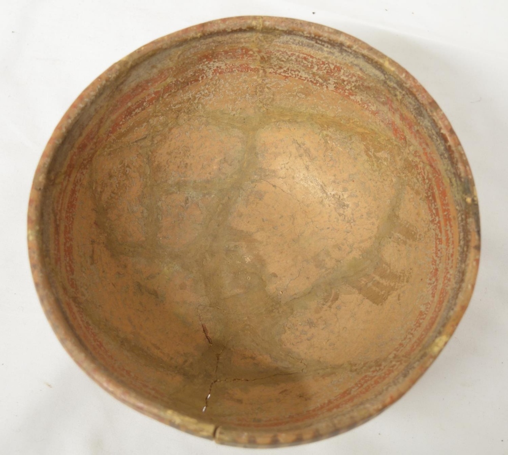 Pre-Columbian Toltec terracotta bowl, restored, D18.5cm (Victor Brox collection) - Image 2 of 4