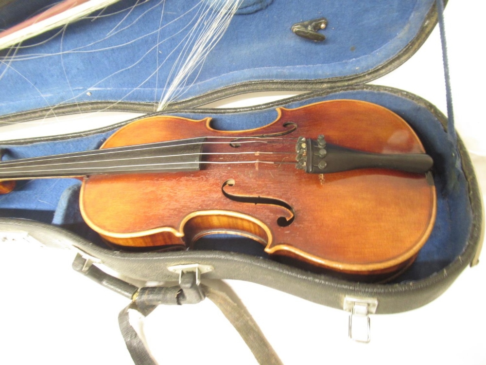 Unnamed Viola with Panpi fitted bridge and a brown carry bag (lacking bow in need of attention), and - Image 10 of 13