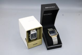 Casio AQ-230A Ani Digi stainless steel wristwatch, W30.4mm and Sekonda gold plated and stainless