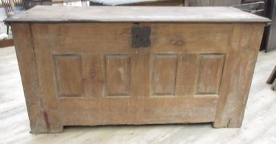 Large late C18th French coffer, with fielded panel front and sides, W174cm D62cm H89cm (Victor
