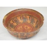 Mayan polychrome terracotta bowl, Honduras-El Salvador 500-800AD, attractively painted, has been