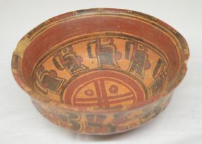 Mayan polychrome terracotta bowl, Honduras-El Salvador 500-800AD, attractively painted, has been