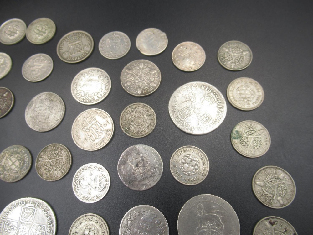Assorted collection of GB Pre-1947 silver content to inc. coins from George II, III, Queen Victoria, - Image 4 of 5