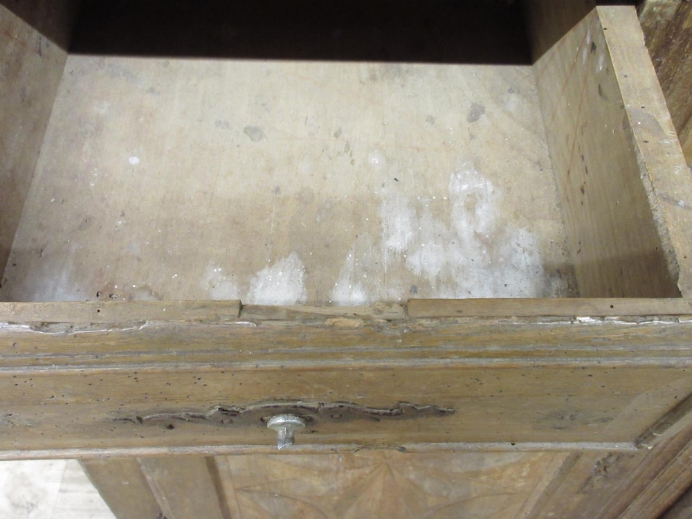 19th century French Provincial cupboard with four geometric panel doors and two drawers, on shaped - Image 4 of 4