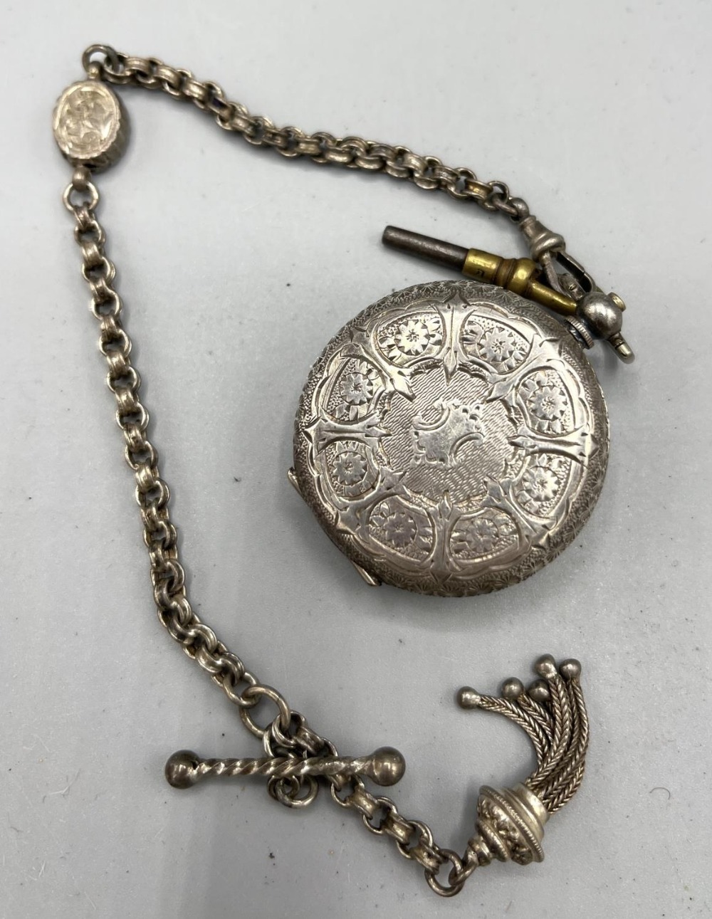 Ladies Tudor heart shaped watch box, Swiss ladies silver fob watch and Albertina - Image 2 of 2