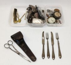 WWII British ministry stop watch, miniature dolls house fireside companion set, twelve piece