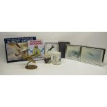 Various RAF collectables, incl. a brass model of a Spitfire on oval base; books incl. Brickhill,