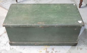 C19th painted pine blanket box, with candle tray, W92cm D46 H40