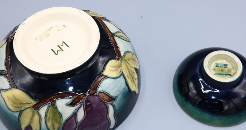 Moorcroft Pottery, small Columbine design trinket bowl, D9cm, and a Magnolia pattern bowl, D16cm (2) - Image 3 of 3