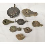 Collection of ancient, mostly metal oil lamps (Victor Brox collection)