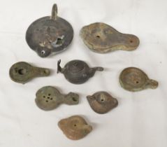 Collection of ancient, mostly metal oil lamps (Victor Brox collection)