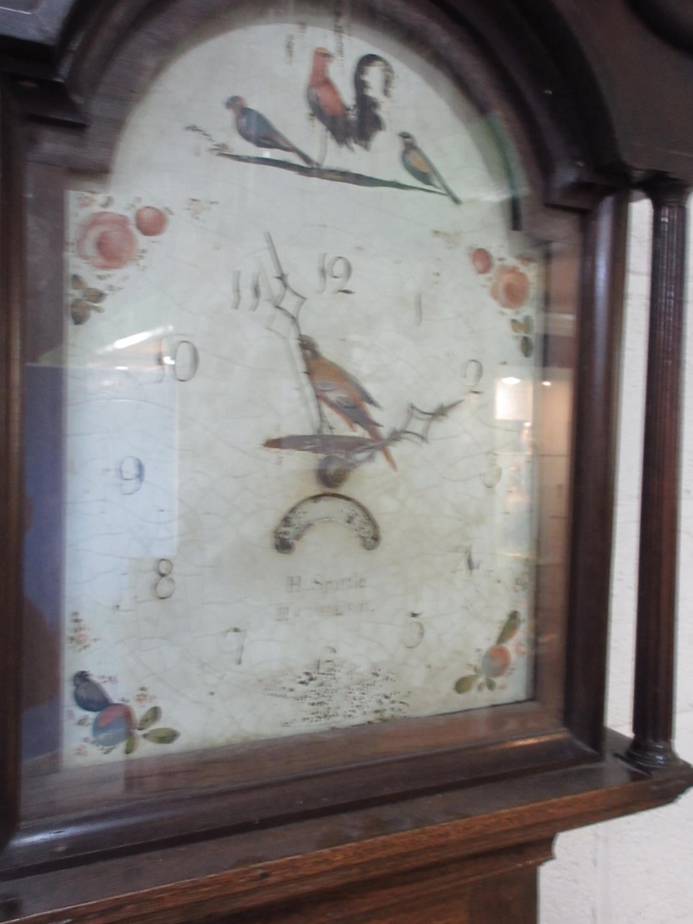 H. Spittle, Hathern, Leicestershire, C19th oak 30 hour longcase clock, swan neck pediment, fluted - Image 2 of 2