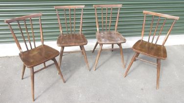 Set of four 1960s Ercol model 391 stickback dining chairs, with blue label (4)