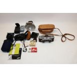 Revere Stereo 33 camera with leather case, Revere Model 24 flash gun, and other later cameras and