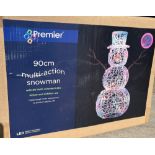 Indoor/outdoor Christmas display Multi-Action Snowman by Premier, with 80 multi-coloured LEDs, H90cm