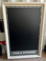 Large A-board chalkboard outdoor pub sign with text 'Pub & Kitchen', 124x79cm