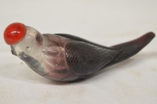 Chinese scent flask carved in the form of a bird. Beak broken off, (Victor Brox collection)