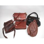 A.D. MacKenzie leather saddle bag, Radley leather cross body bag, and three other leather bags