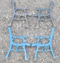Two sets of child’s bench/seat ends in cast metal. 50cm high