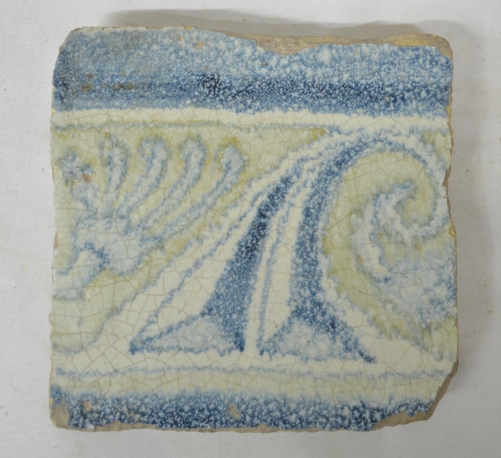 Early Eastern glazed tile, 13x12.5cm (Victor Brox collection)