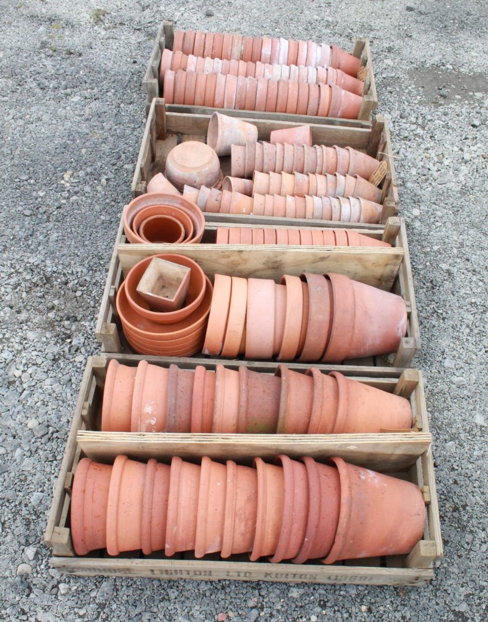 Large quantity of early 20th century and later terracotta plant pots of various sizes, in four - Image 2 of 2