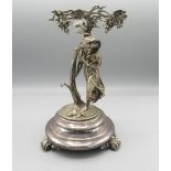 Early 20th century silver plated figural comport, modelled as a woman beneath a vine, lacking